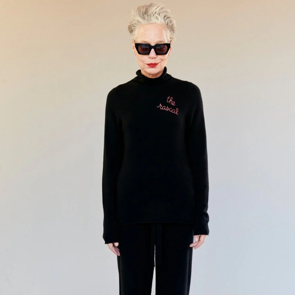 Lingua Franca Cashmere Turtleneck Sweater Black Roll Neck Sweater Size M